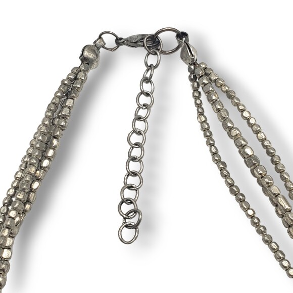 Multi Strand Celtic Knot Silver Tone Seed Bead Collar Choker Necklace - Picture 6 of 6